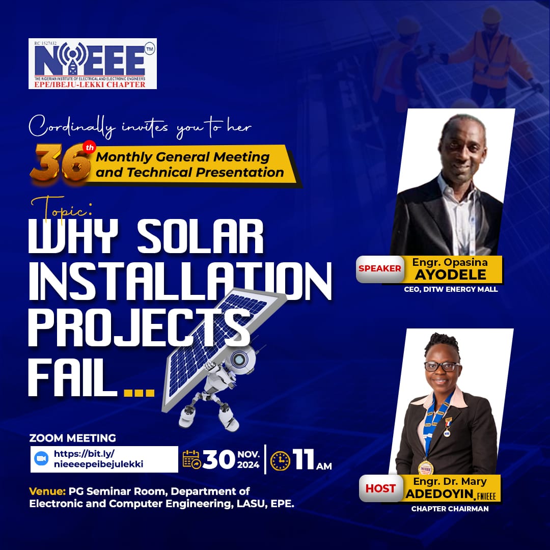 Image for event MONTHLY GENERAL MEETING : WHY SOLAR INSTALLATION PROJECT FAIL